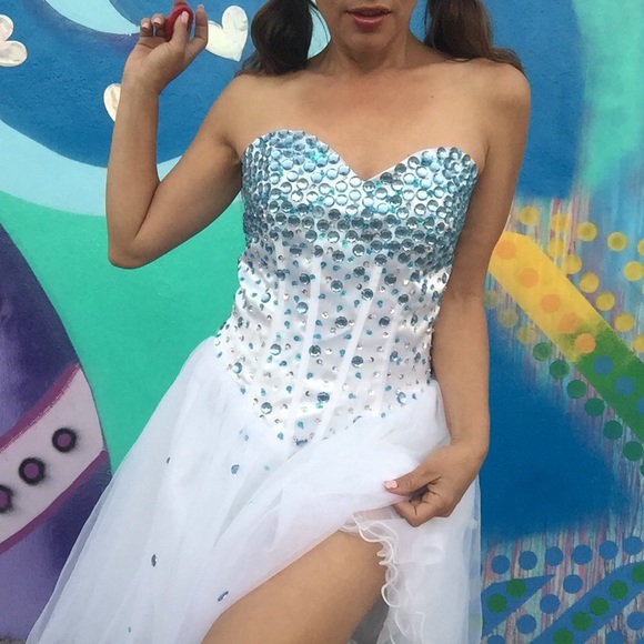 Dresses & Skirts - Handmade rhinestones dress prom party size M/L